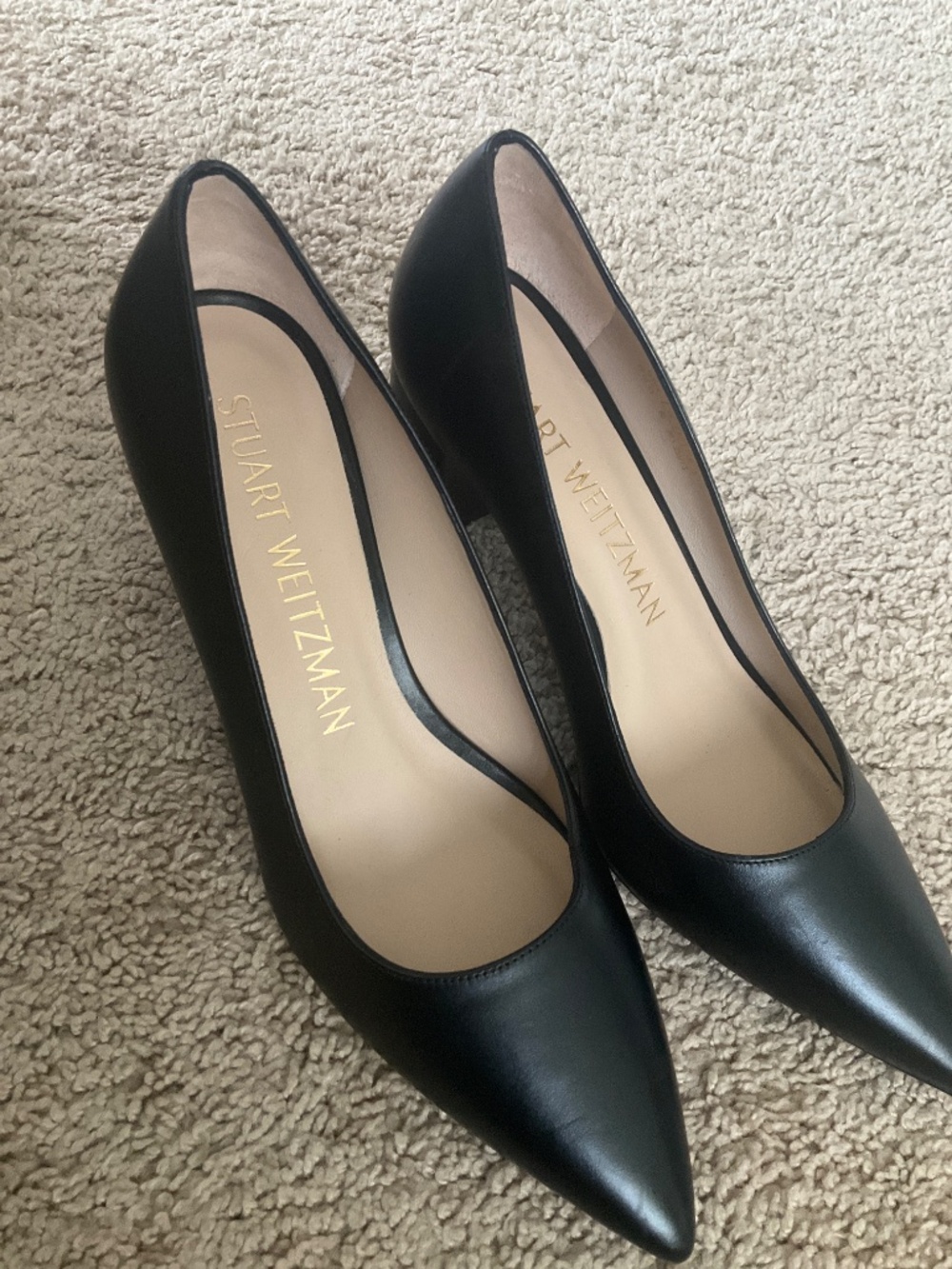 Stuart Weitzman Stuart Leather Block-Heel Pumps - Picture 4 of 9